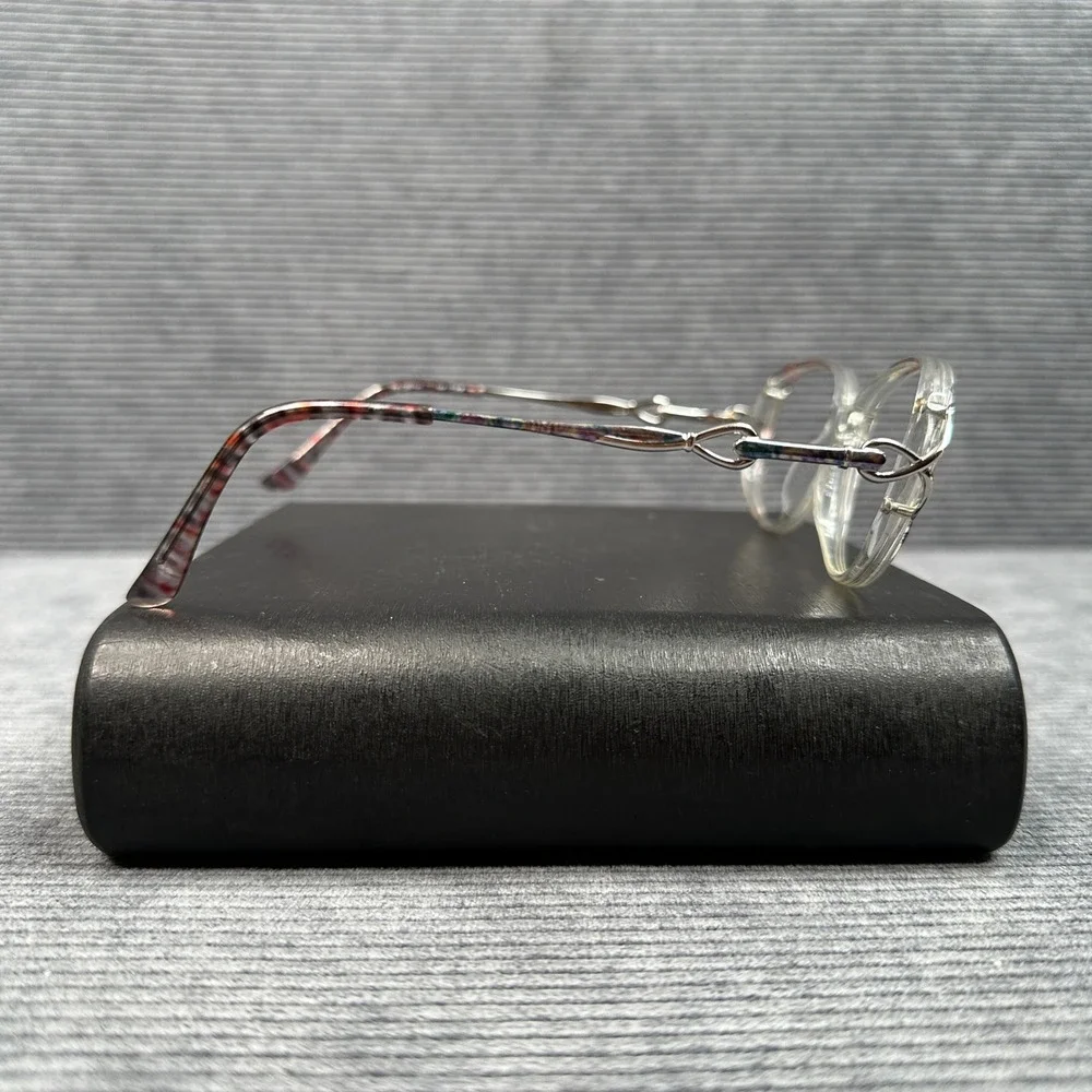 Zyloware Vintage Clear Cat Eye Eyeglasses Silver Metal Tortoise Temples 144